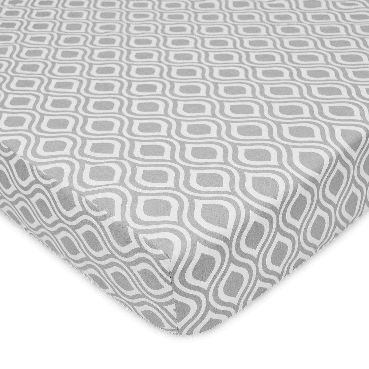Percale Crib Sheet, Gray Ogee
