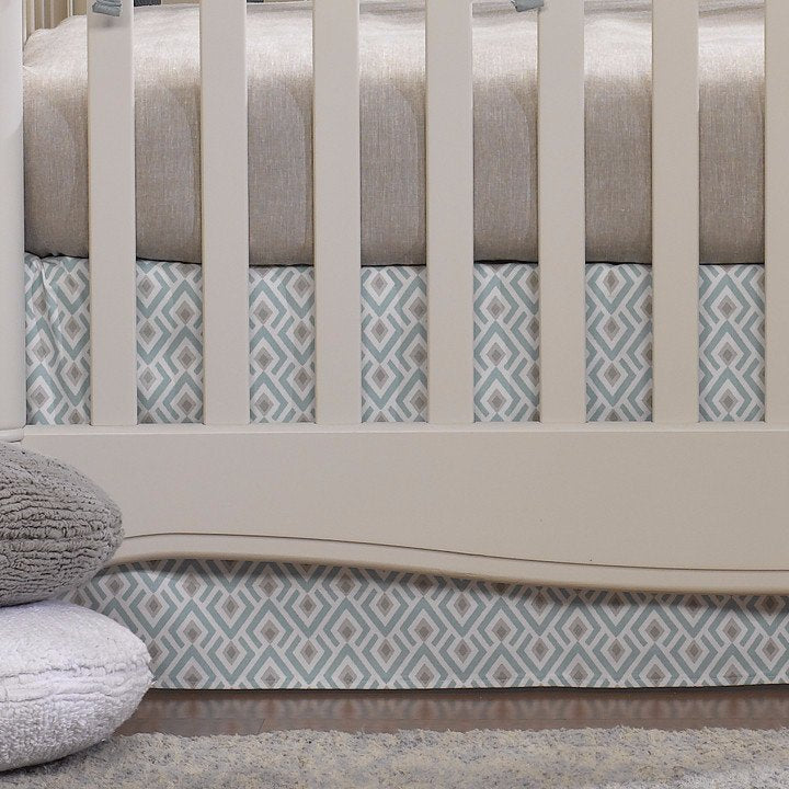 Liz and Roo Taupe and Aqua Archery Crib Skirt