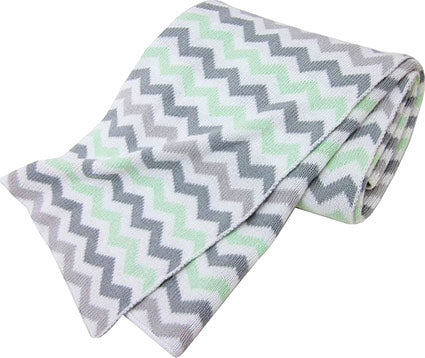 Cotton Sweater Blanket, Celery Grey ZigZag