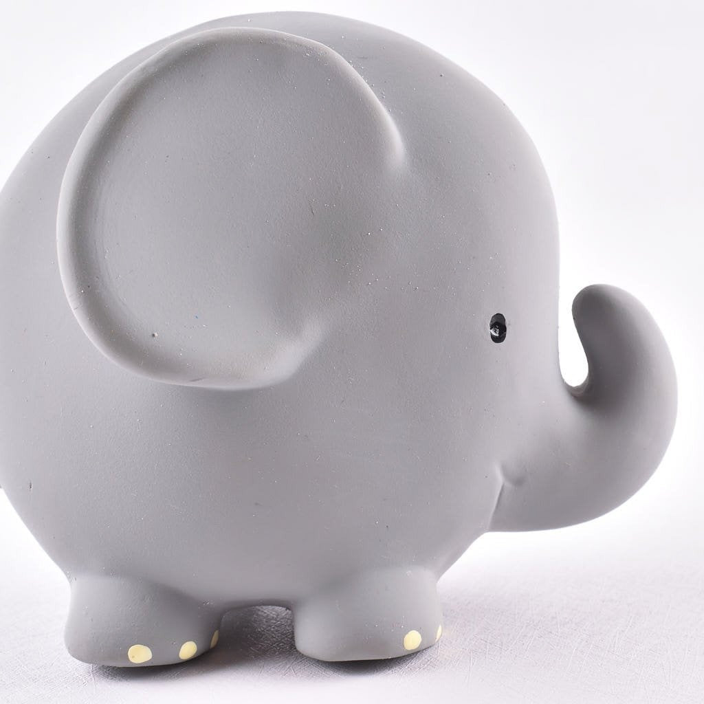 Elephant Organic Natural Rubber Rattle, Teether & Bath Toy