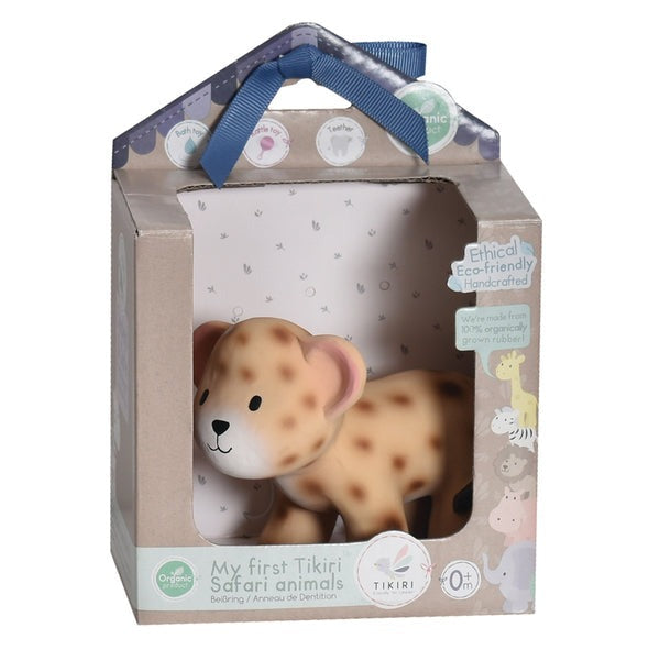 Leopard Organic Natural Rubber Rattle, Teether & Bath Toy