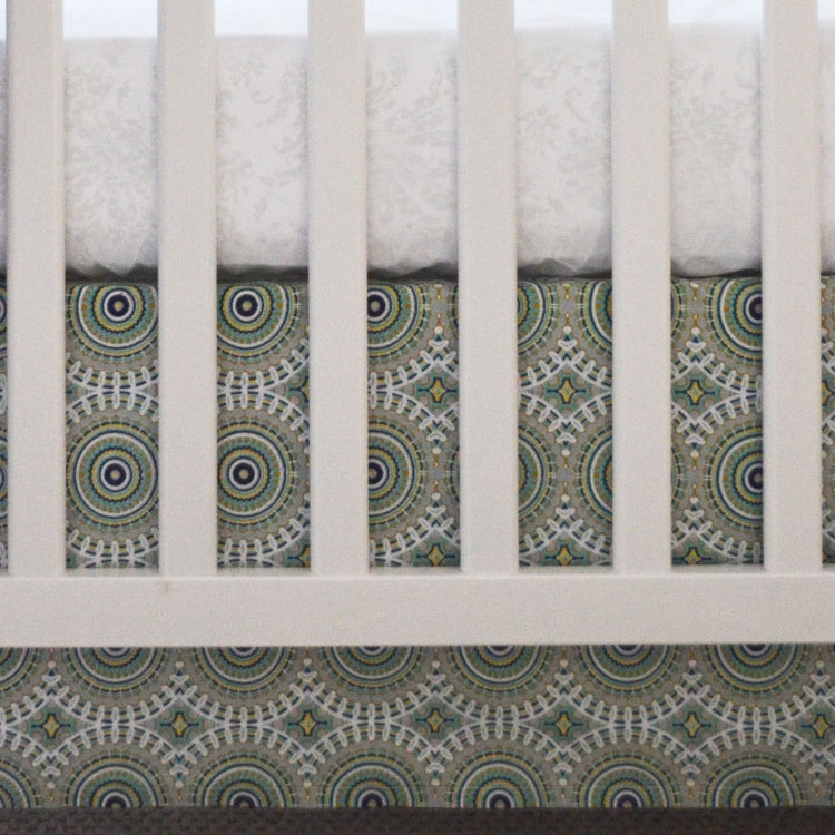 Oliver B Pinwheel Crib Skirt - Navy, Grey, Turquoise