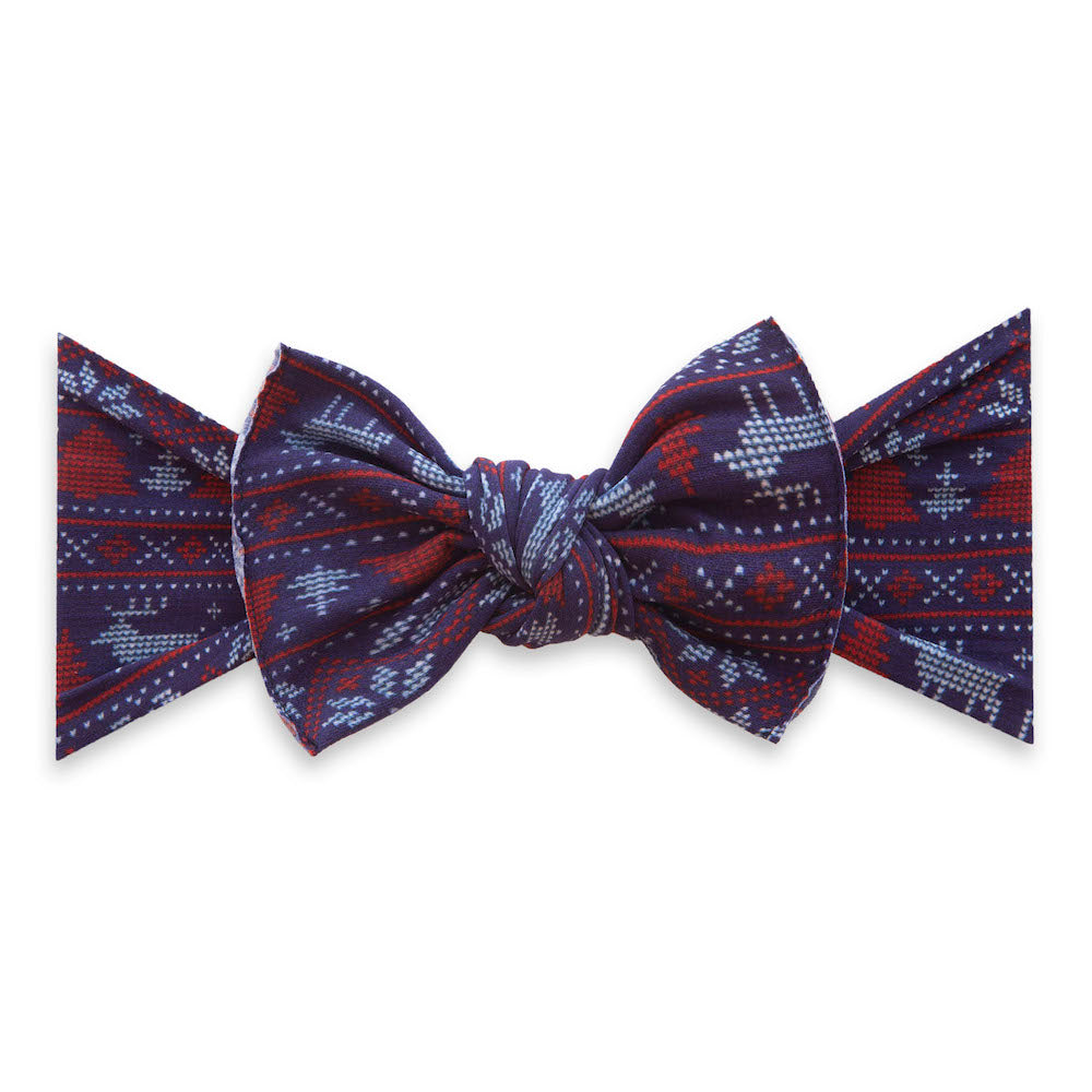 Printed Knot Headband - Blue Fairisle