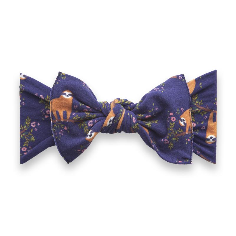 Printed Knot Headband - Navy Sloth