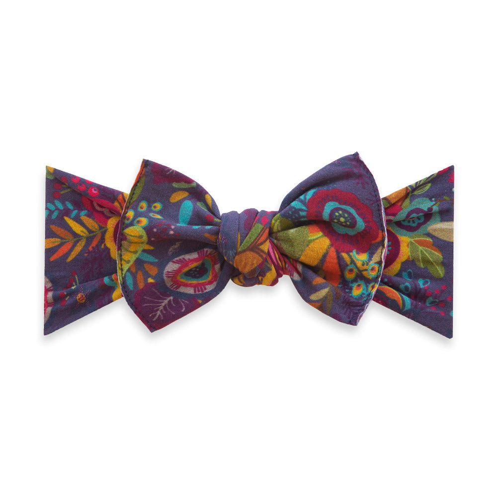 Printed Knot Headband Plum Leaves