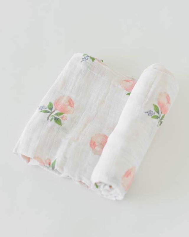 Cotton Muslin Swaddle Single - Watercolor Roses