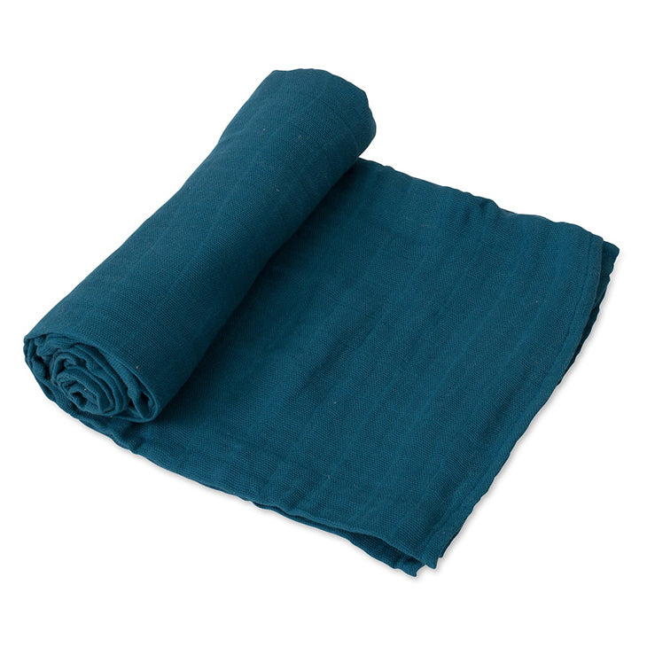 Cotton Muslin Single Swaddle in Lake
