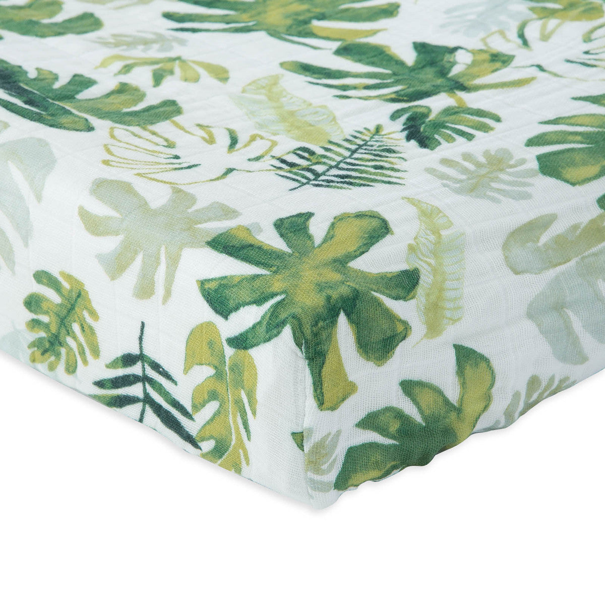 Little Unicorn Cotton Muslin Crib Sheet - Tropical Leaf