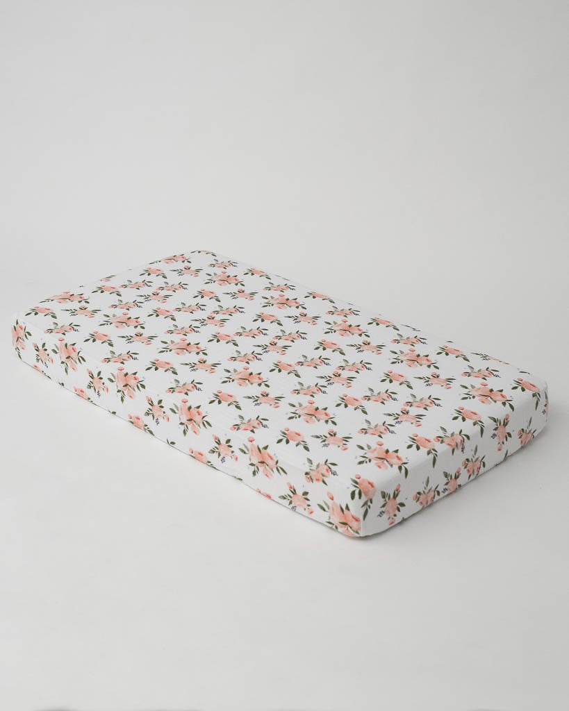 Little Unicorn Cotton Muslin Crib Sheet - Watercolor Roses