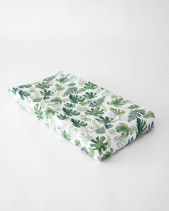 Little Unicorn Cotton Muslin Changing Pad Cover - Tropical Leaf