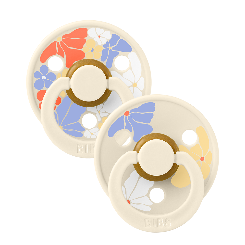 Studio Colour 2 Pack - Round Natural Rubber Latex Pacifier - Size 1