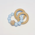 Sugar + Maple Silicone + Beechwood 2 Ring Teether - Blue