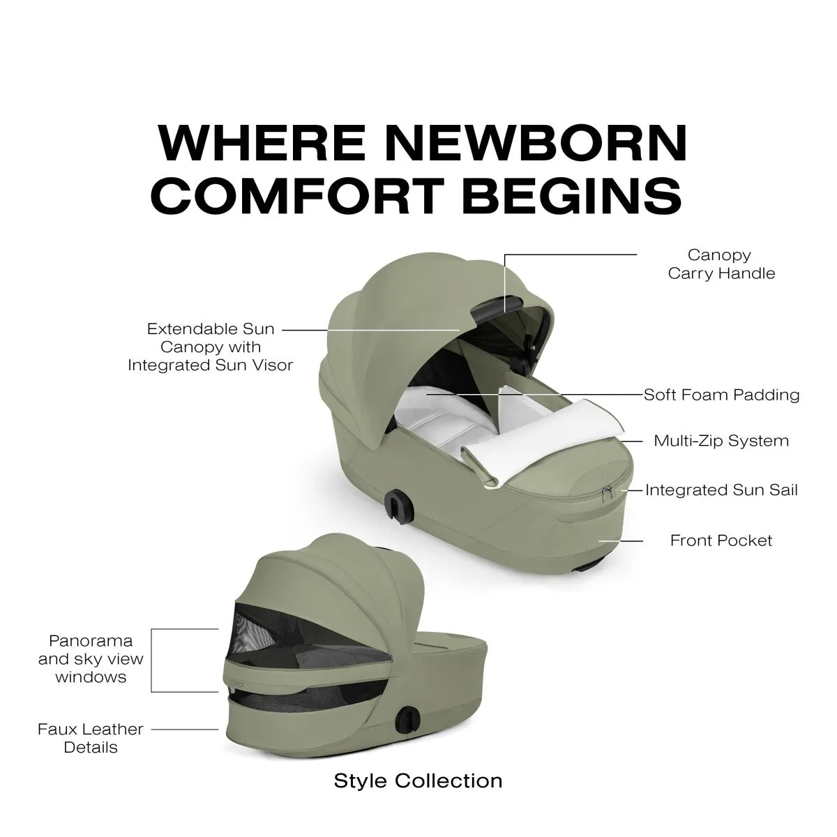 Foldable Lux Carry Cot for PRIAM / e-Priam - Style Collection