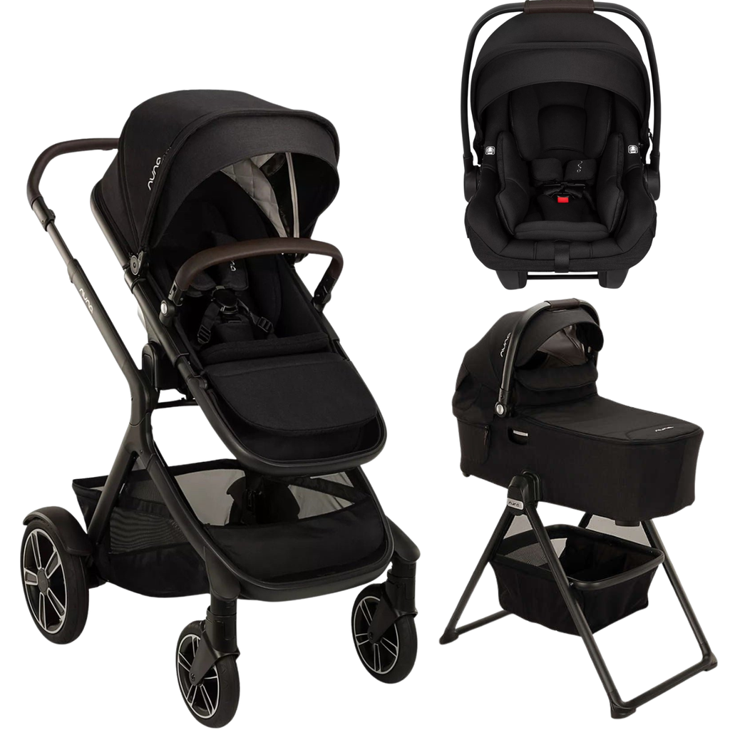 Demi Next Single to Double Stroller + PIPA AIRE RX + Bassinet Travel System