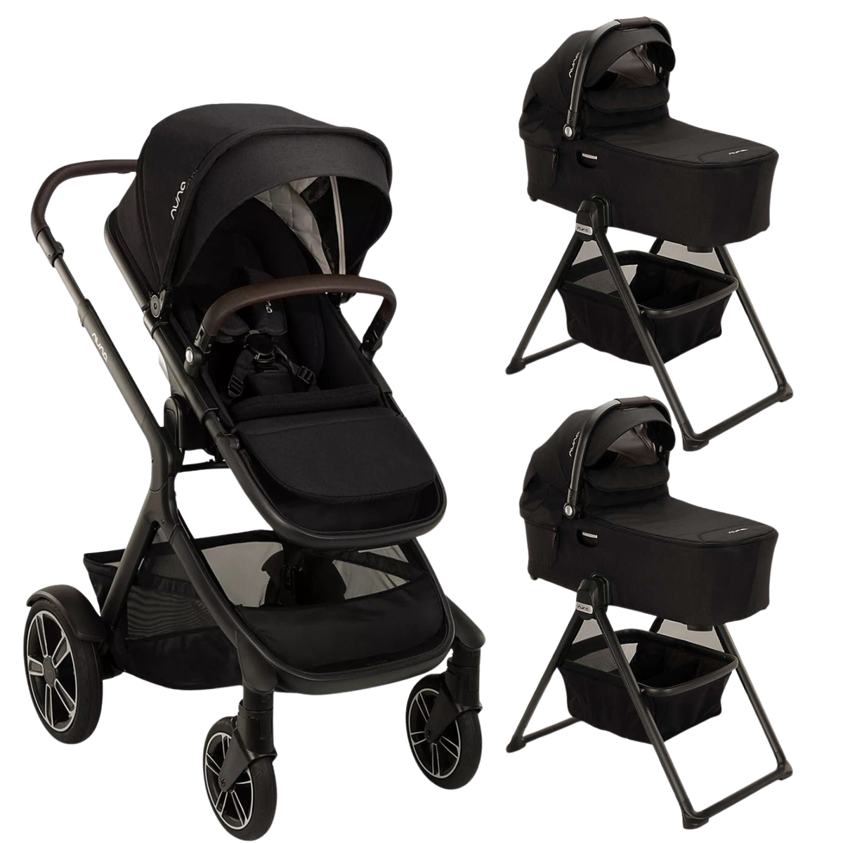 DEMI next Stroller + Twin Bassinet Bundle - Caviar