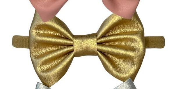 Faux Leather Baby Bowtie Headband
