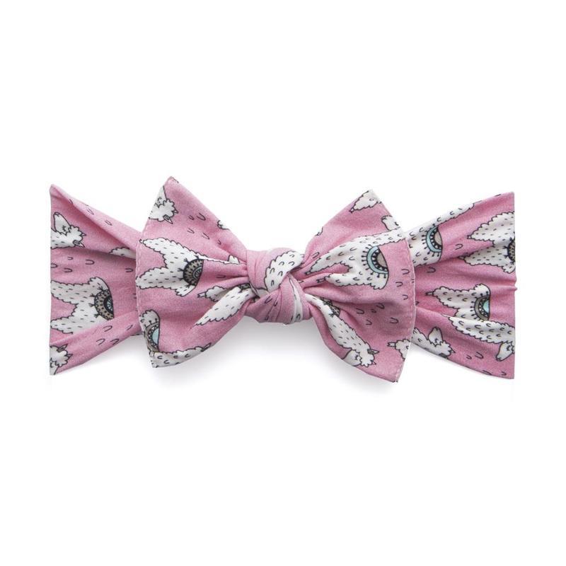 Printed Knot Headband in Pink Llama
